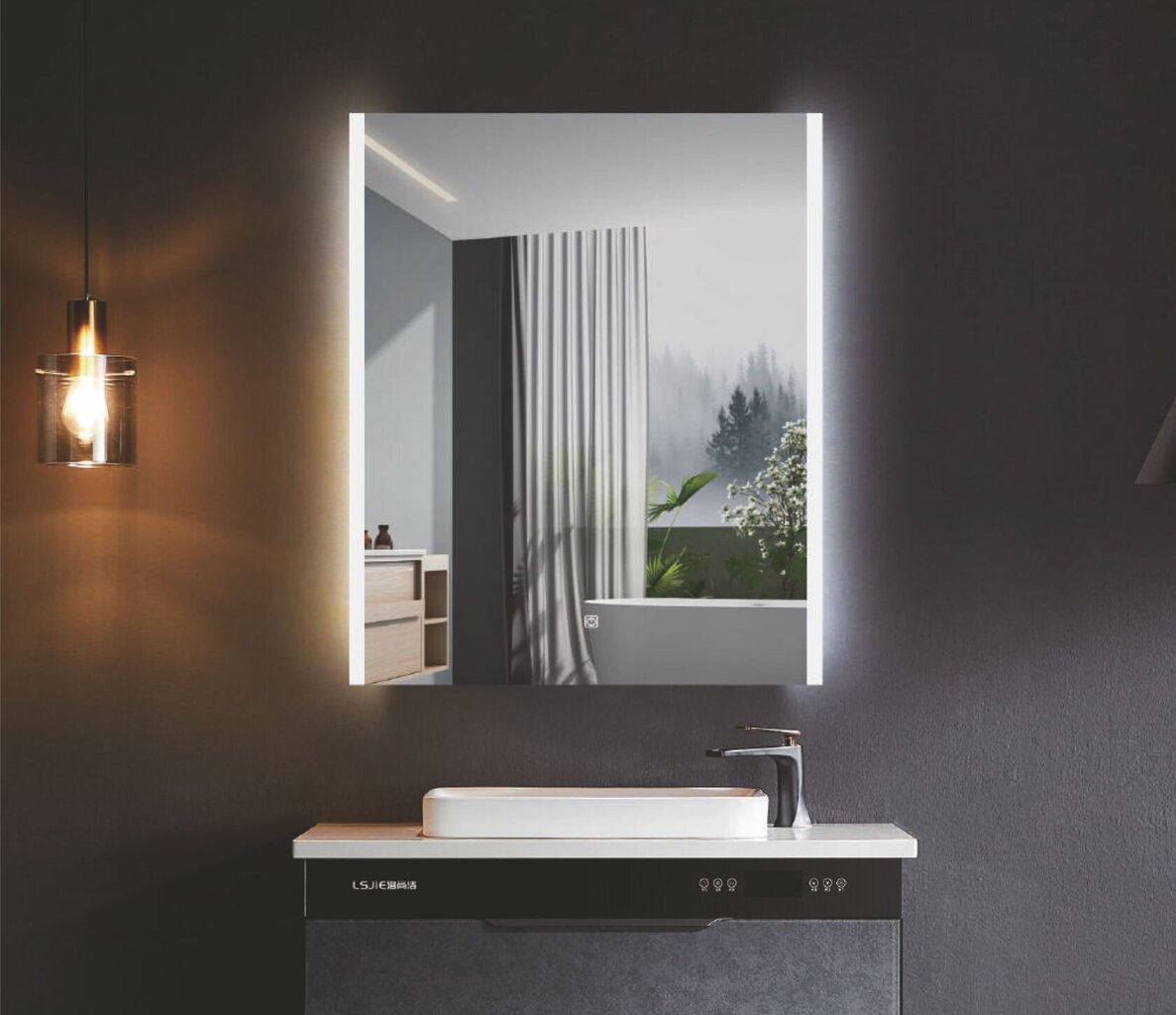 LED veidrodis Melbourne WiFi, 60x80 cm kaina ir informacija | Vonios veidrodžiai | pigu.lt