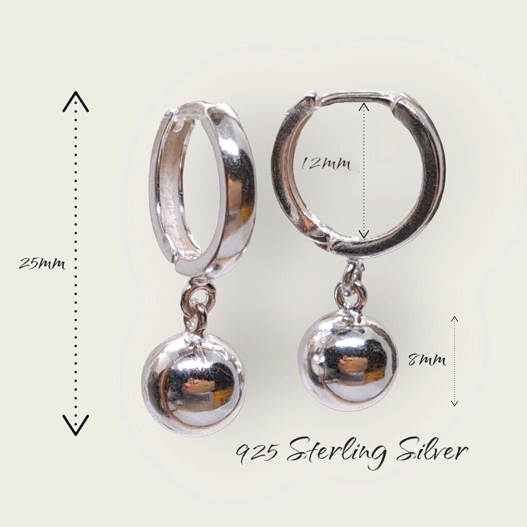 Sidabriniai auskarai su sidabriniu perlu, perlas 8 mm, I.L.U.S 925 Hoop sterlingų kaina ir informacija | Auskarai | pigu.lt