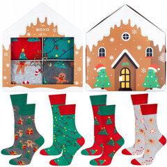 Kalėdinės kojinės vyrams Soxo Good Stuff Linksmų Kalėdų, įvairių spalvų, 4 poros цена и информация | Мужские носки | pigu.lt