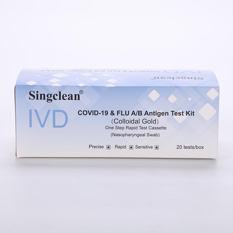 Greitieji A/B gripo ir Covid-19 antigenų testai 2in1 Singclean, 20 vnt. kaina ir informacija | COVID-19 greitieji testai | pigu.lt