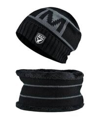 Комплект из шапки и шарфа мужской S120, черный цена и информация | Мужские шарфы, шапки, перчатки | pigu.lt