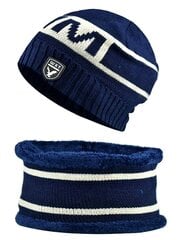 Комплект из шапки и шарфа мужской S120, синий цена и информация | Мужские шарфы, шапки, перчатки | pigu.lt
