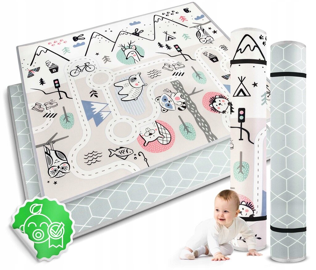 Minkštas suvyniojamas žaidimų kilimėlis Nukido 180x150 kaina ir informacija | Žaislai kūdikiams | pigu.lt