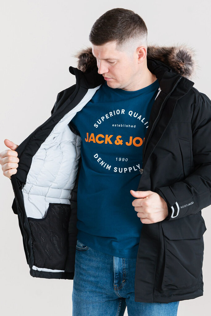 Jack & Jones striukė vyrams 12241546*01, juoda kaina ir informacija | Vyriškos striukės | pigu.lt