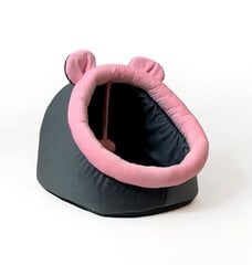 Guolis šunims su ausytėmis GoGift, 40x45x34 cm, pilkas/rožinis kaina ir informacija | Guoliai, pagalvėlės | pigu.lt