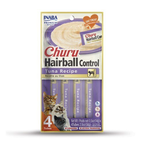 Inaba Churu Hairball su tunu, 4x14 g цена и информация | Skanėstai katėms | pigu.lt