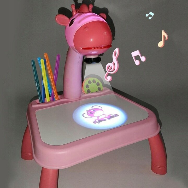 Vaikiškas projektorius Woopie Žirafa su piešimo lenta, rožinis цена и информация | Lavinamieji žaislai | pigu.lt