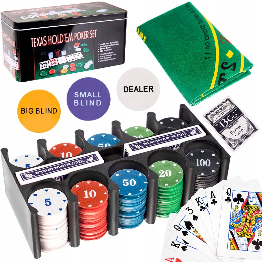 Pokerio rinkinys dėžutėje Texas Malatec, 200 žetonų цена и информация | Azartiniai žaidimai, pokeris | pigu.lt