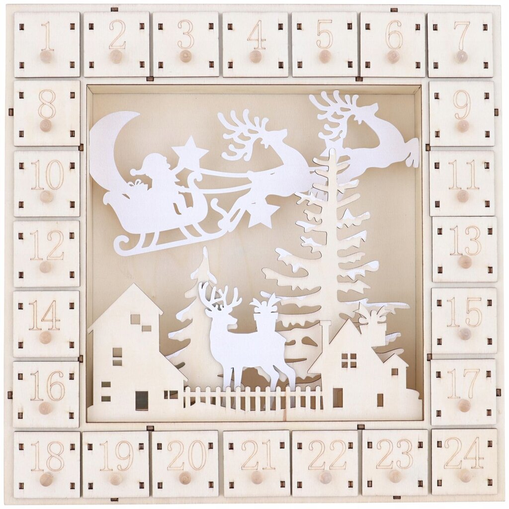 Medinis advento kalendorius su LED, tuščias kaina ir informacija | Kalėdinės dekoracijos | pigu.lt