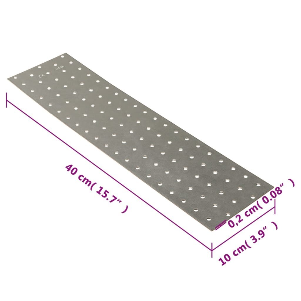 Perforuotos plokštės, vidaXL, 400x100mm kaina ir informacija | Tvirtinimo detalės | pigu.lt