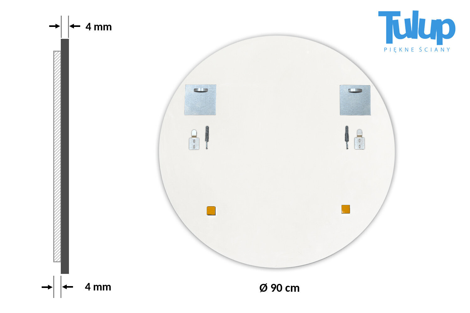 Veidrodis su rėmeliu Tulup, 70 cm, baltas kaina ir informacija | Veidrodžiai | pigu.lt