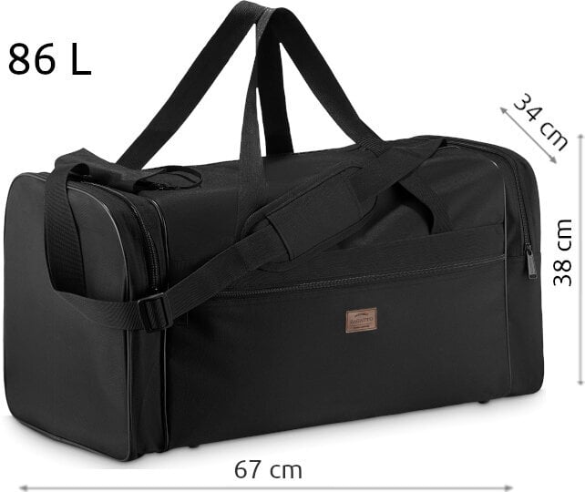 Kelioninis krepšys Zagatto, 86 l, juodas kaina ir informacija | Lagaminai, kelioniniai krepšiai | pigu.lt