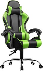 Žaidimų kėdė, juoda/žalia kaina ir informacija | Biuro kėdės | pigu.lt