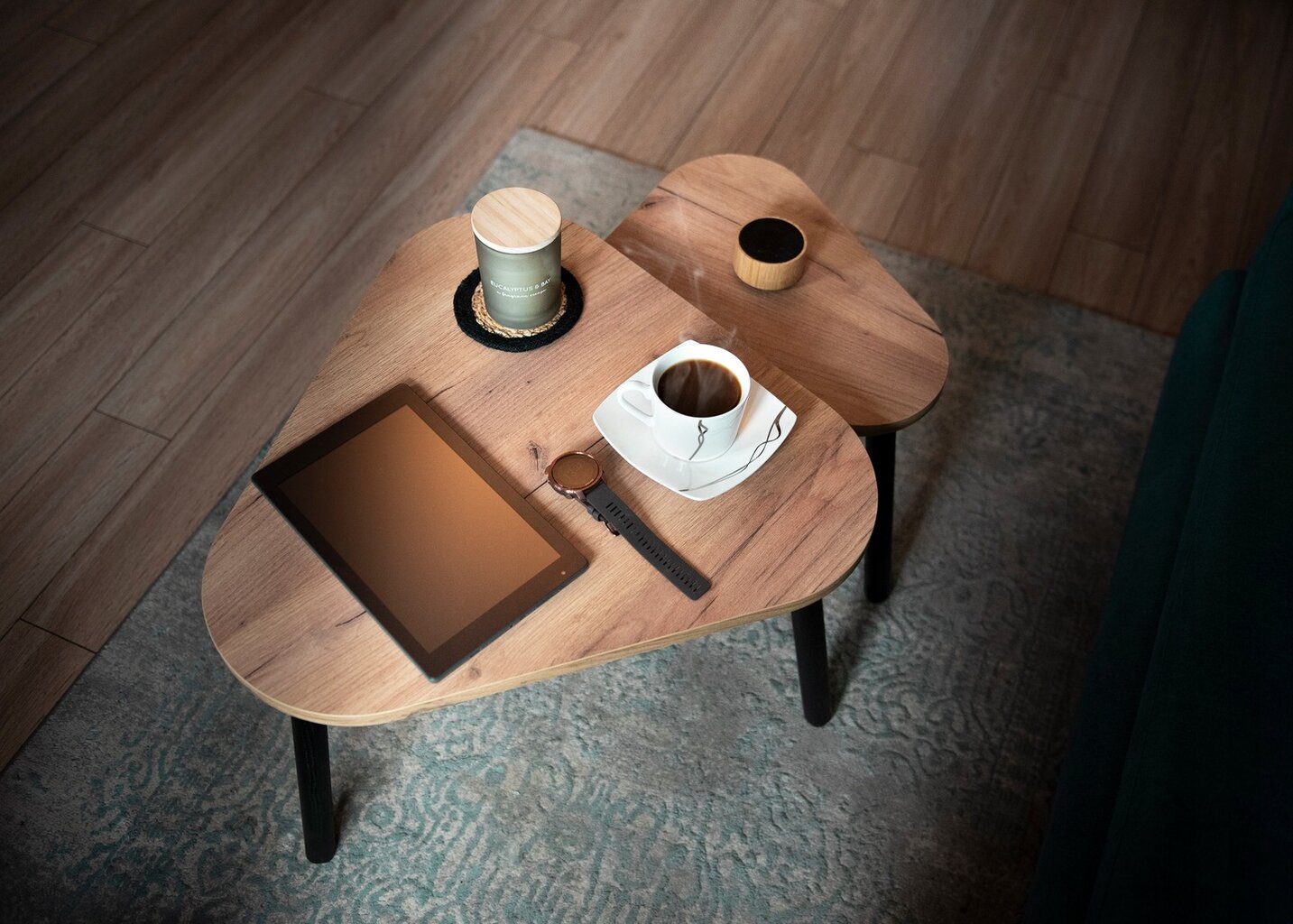 Kavos staliukų komplektas Lehmann Loft Table2, 56x54x42 cm, rudas цена и информация | Kavos staliukai | pigu.lt