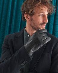 Кожаные мужские перчатки S04, черные цена и информация | Мужские шарфы, шапки, перчатки | pigu.lt