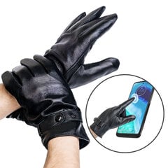 Кожаные мужские перчатки S02, черные цена и информация | Мужские шарфы, шапки, перчатки | pigu.lt