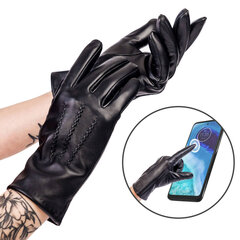 Женские кожаные перчатки S03, черные цена и информация | Женские перчатки | pigu.lt