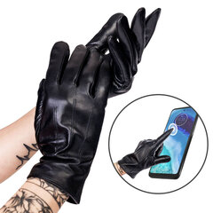 Женские кожаные перчатки D02, черные. цена и информация | Женские перчатки | pigu.lt