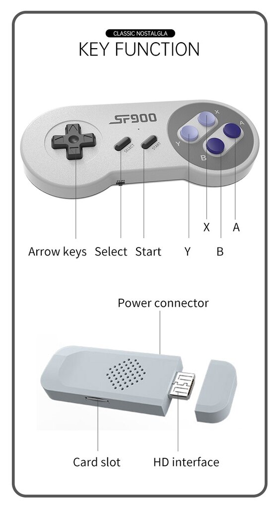 Retro konsolė HappyJoe SF900, 16bit, 5000 games kaina ir informacija | Žaidimų konsolės | pigu.lt