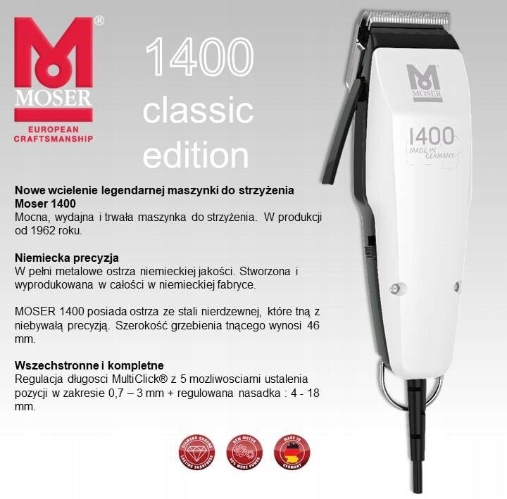 Moser 1400-0458 цена и информация | Plaukų kirpimo mašinėlės | pigu.lt