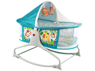 Daugiafunkcinis gultukas/sūpynės Rocker 2in1 Lean Toys, blue, 85x70x50 cm kaina ir informacija | Maniežai vaikams | pigu.lt