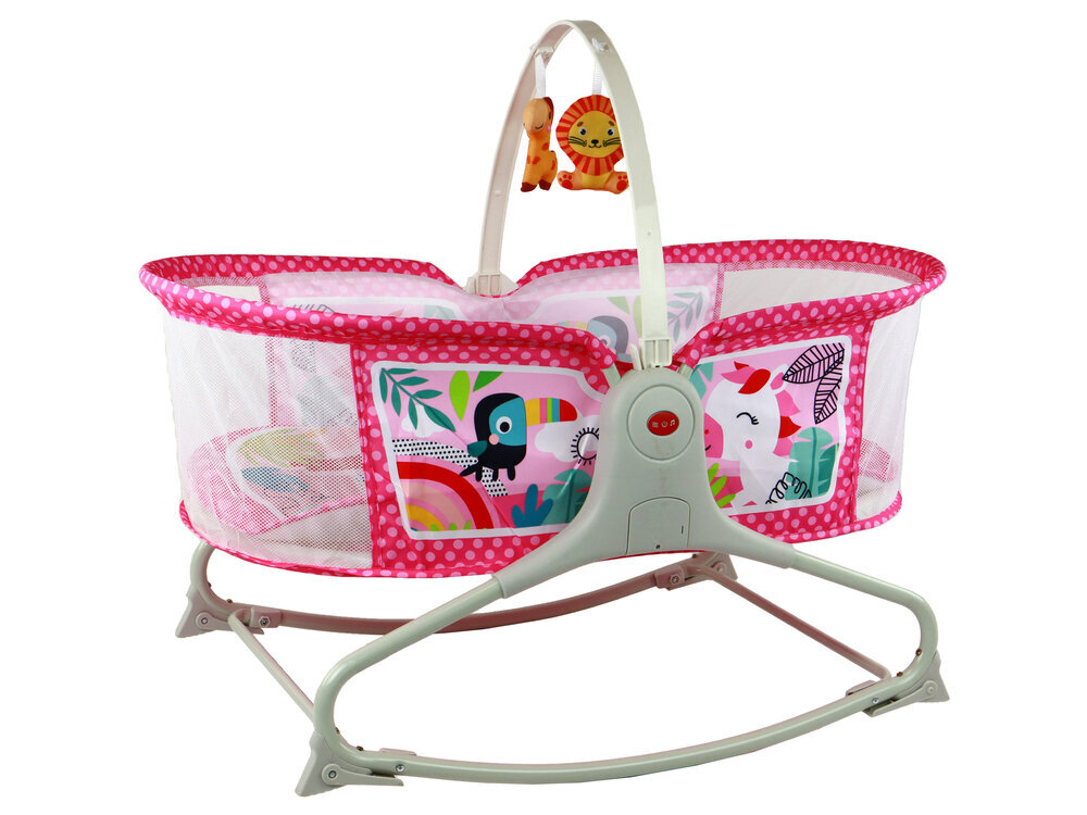 Daugiafunkcinis gultukas/sūpynės Rocker 2in1 Lean Toys, pink, 85x70x50 cm kaina ir informacija | Maniežai vaikams | pigu.lt