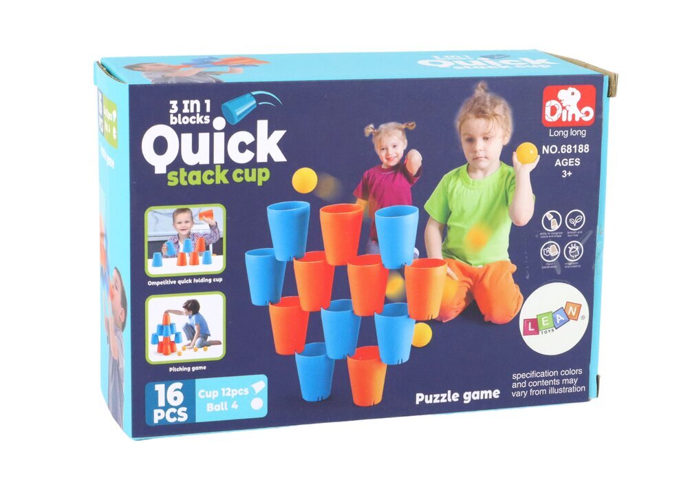 Jutiminis žaidimas dėlionė puodeliai 3in1 Lean toys, 16 d. kaina ir informacija | Žaislai berniukams | pigu.lt