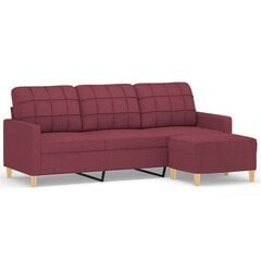 Trivietė sofa vidaXL, raudona цена и информация | Диваны | pigu.lt