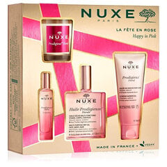 Dovanų rinkinys Nuxe Happy In Pink moterims: kvapusis vanduo EDP, 15 ml + dušo žėlė, 100 ml + kūno aliejus, 100 ml + kvepianti žvakė, 70 g kaina ir informacija | Kvepalai moterims | pigu.lt