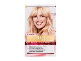 Ilgalaikiai plaukų dažai L'Oréal Paris Excellence Creme, moterims, Nr.10.21 kaina ir informacija | Plaukų dažai | pigu.lt