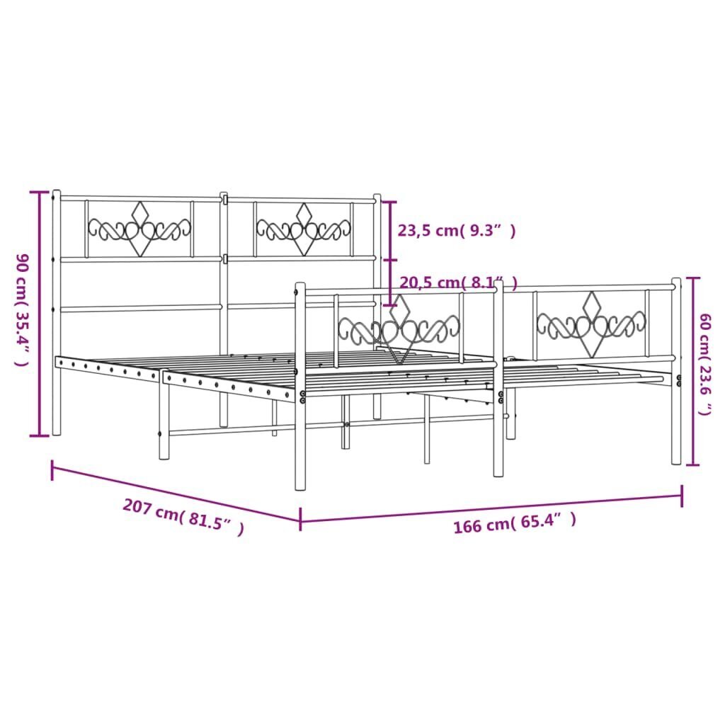 Lovos rėmas vidaXL, 160x200 cm, baltas kaina ir informacija | Lovos | pigu.lt