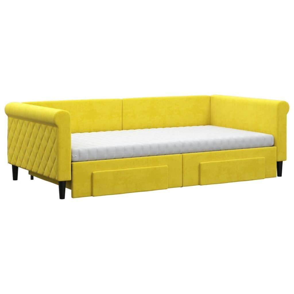 Sofa-lova vidaXL, 100x200 cm, geltona kaina ir informacija | Lovos | pigu.lt