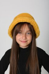 Mergaitiška skrybelė, geltona цена и информация | Шапки, перчатки, шарфы для девочек | pigu.lt