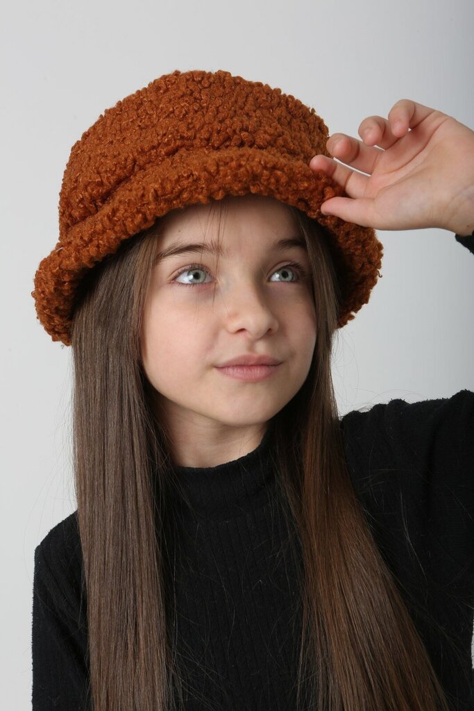 Mergaitiška skrybelė, ruda цена и информация | Kepurės, pirštinės, šalikai mergaitėms | pigu.lt