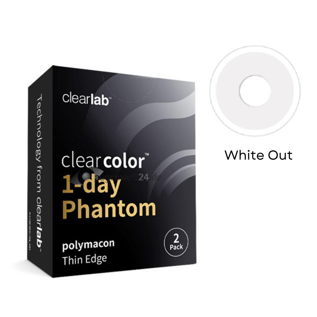 Spalvoti kontaktiniai lęšiai Clearcolor Phantom 1Day White Out FN103N, baltos, 2 vnt. kaina ir informacija | Kontaktiniai lęšiai | pigu.lt