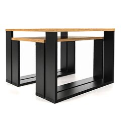 Kavos staliukų komplektas Lehmann Loft Retro Bench, 60x60x42 cm, rudas kaina ir informacija | Kavos staliukai | pigu.lt