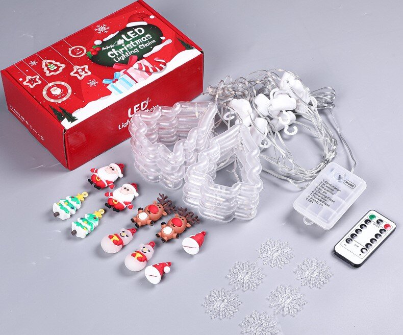 Kalėdinės lemputės su 10 eglučių ir kalėdinėmis dekoracijomis eglutėse, 3m, 120 LED, LIVMAN XY-005 цена и информация | Girliandos | pigu.lt
