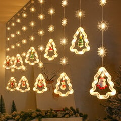 Рождественские гирлянды с 10 елками и елочными игрушками на ёлках, 3м, 120 светодиодов, LIVMAN XY-005 цена и информация | Гирлянды | pigu.lt