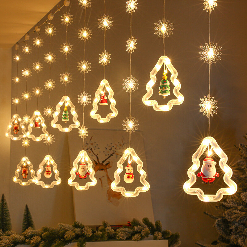 Kalėdinės lemputės su 10 eglučių ir kalėdinėmis dekoracijomis eglutėse, 3m, 120 LED, LIVMAN XY-005 цена и информация | Girliandos | pigu.lt