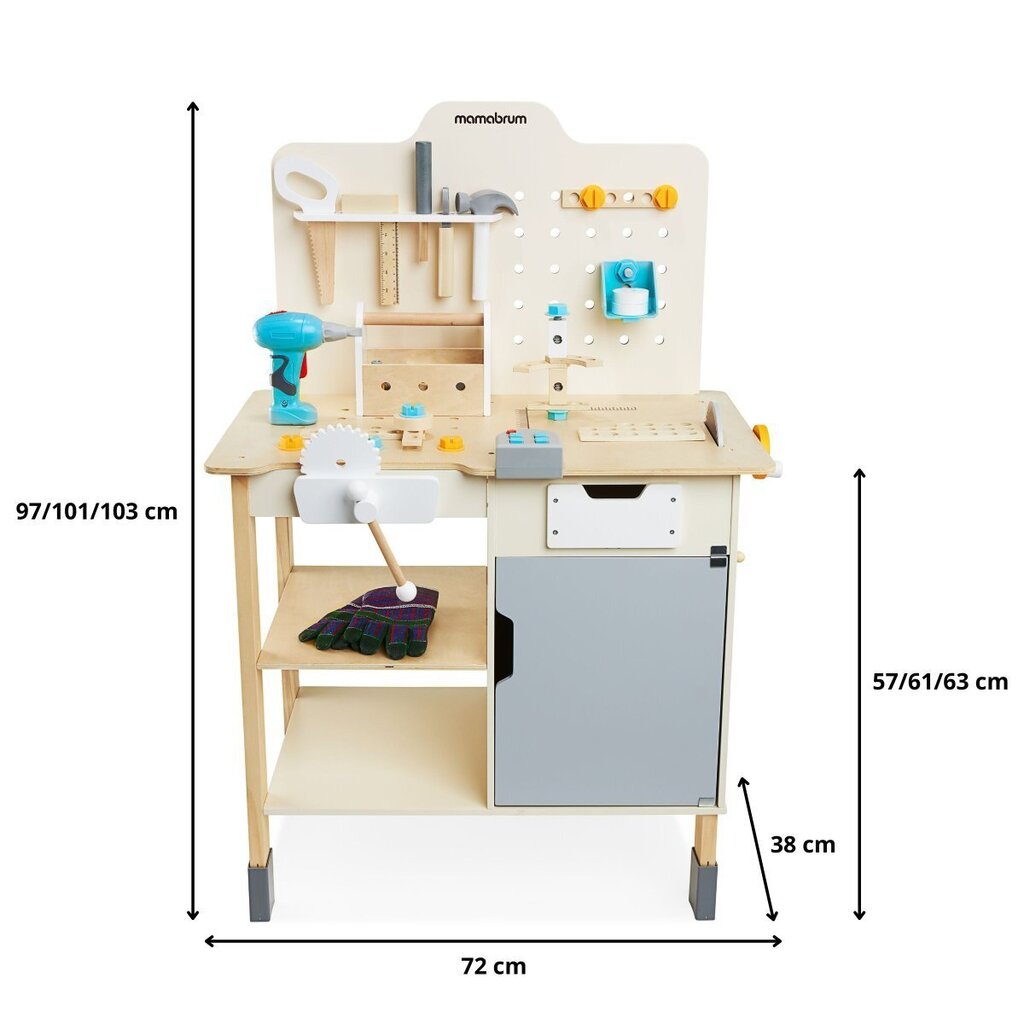 Medinės dirbtuvės vaikams Mamabrum, 74 el. цена и информация | Žaislai berniukams | pigu.lt