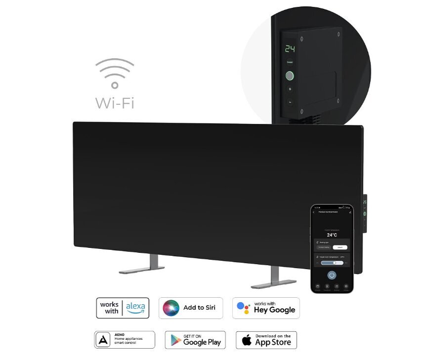 Radiatorius Aeno Premium Smart WIFI 700 W juodas kaina ir informacija | Šildytuvai | pigu.lt