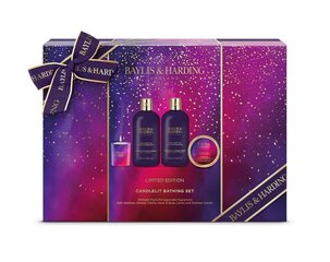 Косметический набор Baylis & Harding Midnight Fig & Pomegranate Luxury Candlelit Bathing: пена для ванны, 300 мл + крем для душа, 300 мл + лосьон для тела и рук, 50 мл + ароматическая свеча, 50 г цена и информация | Кремы, лосьоны для тела | pigu.lt