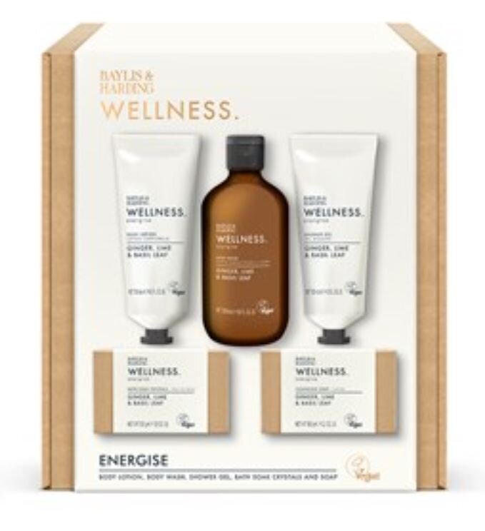 Kosmetikos rinkinys Baylis & Harding Wellness Luxury Bathing Gift Set: prausiklio gelis, 130 ml + muilas, 150 g + dušo želė, 130 ml + kūno losjonas, 130 ml kaina ir informacija | Kūno kremai, losjonai | pigu.lt