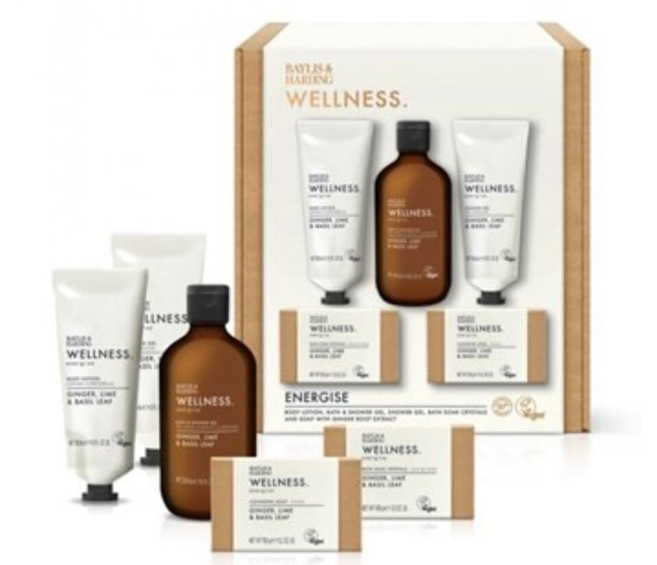 Kosmetikos rinkinys Baylis & Harding Wellness Luxury Bathing Gift Set: prausiklio gelis, 130 ml + muilas, 150 g + dušo želė, 130 ml + kūno losjonas, 130 ml kaina ir informacija | Kūno kremai, losjonai | pigu.lt