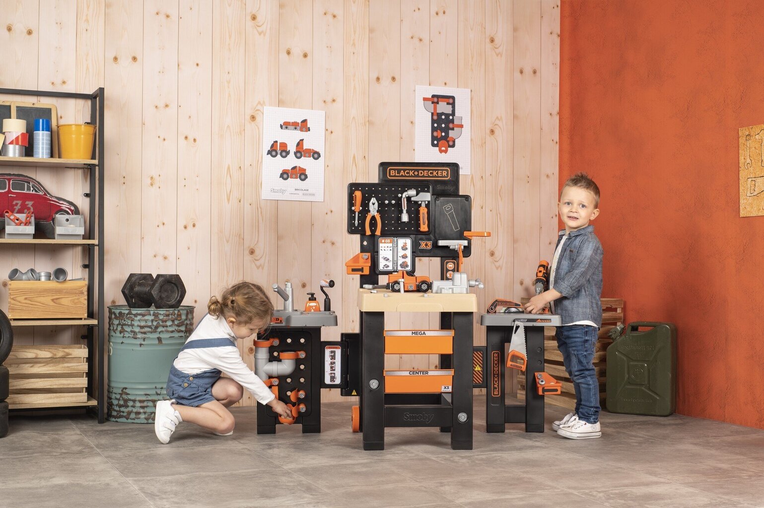 Darbinis stalas su įrankiais vaikams Black Decker, 100 priedų kaina ir informacija | Žaislai berniukams | pigu.lt