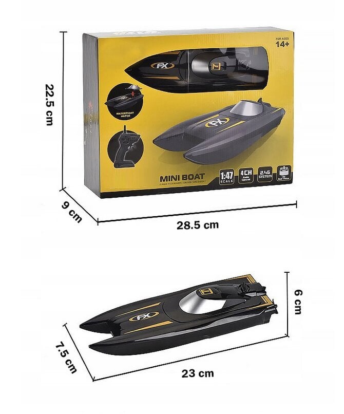 Nuotoliniu būdu valdoma motorinė valtis AIG, juoda kaina ir informacija | Žaislai berniukams | pigu.lt
