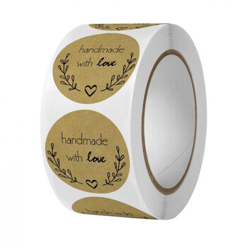 Наклейки на ленте с надписью «handmade with love» 500 шт., 25 мм. цена и информация | Товары для упаковки подарков | pigu.lt