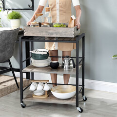 Virtuvinis vežimėlis Vasagle, juodas/pilkas kaina ir informacija | Virtuvinės spintelės | pigu.lt