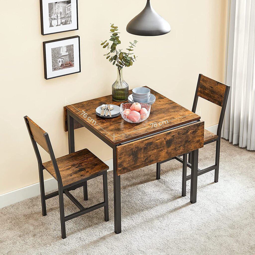 Stalas Vasaglė, rudas/juodas kaina ir informacija | Virtuvės ir valgomojo stalai, staliukai | pigu.lt