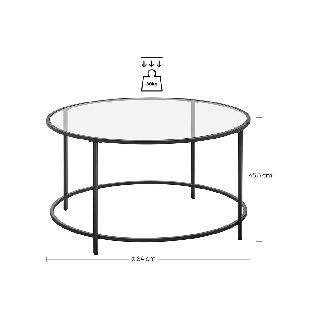 Kavos staliukas Vasagle, juodas kaina ir informacija | Kavos staliukai | pigu.lt